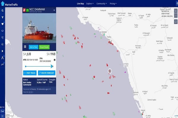 حمله به یک کشتی سعودی در مجاورت بندر عربستان