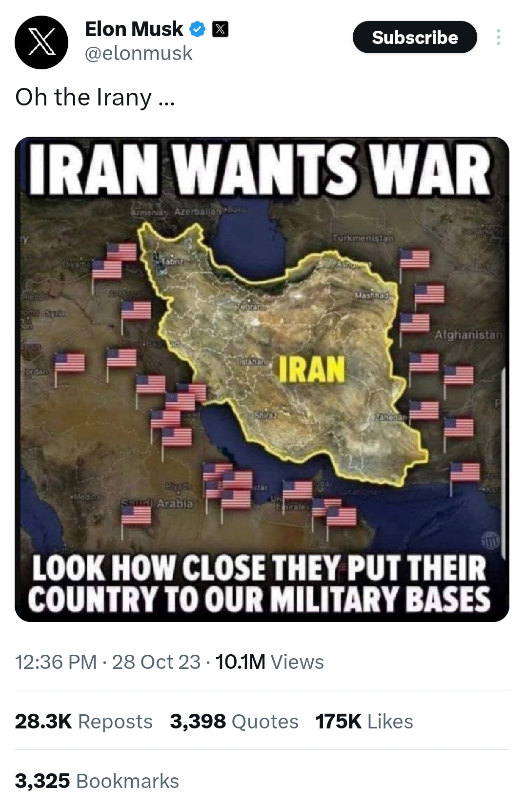 پیام معنادار ایلان ماسک درباره حضور نظامی آمریکا در نزدیکی ایران