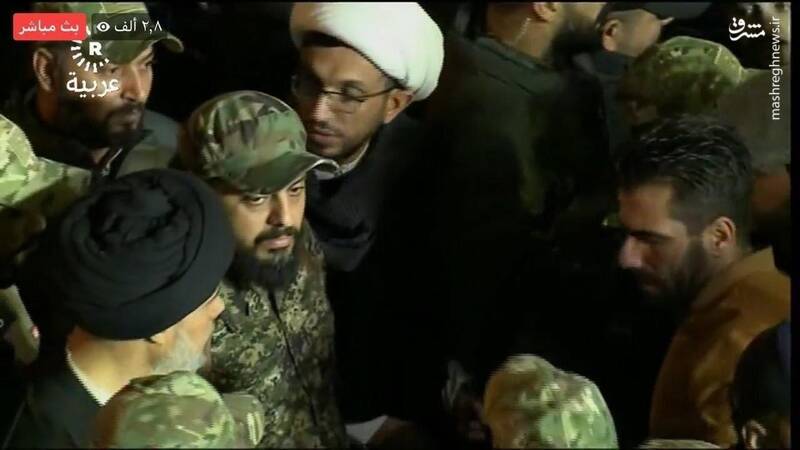 عکس/ حضور قیس الخزعلی با لباس نظامی در تشییع شهدا