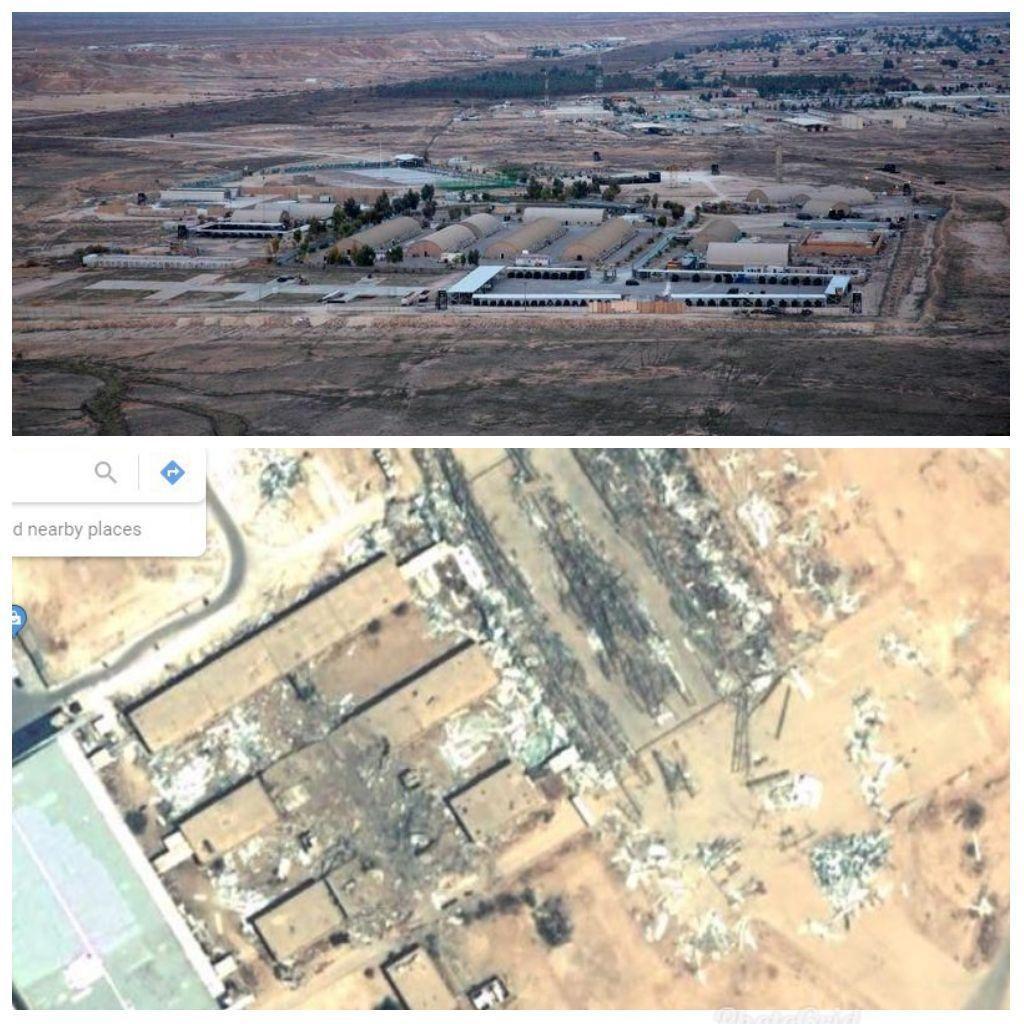 تصویر هوایی از پایگاه عین الاسد قبل و بعد از انتقام/ عکس