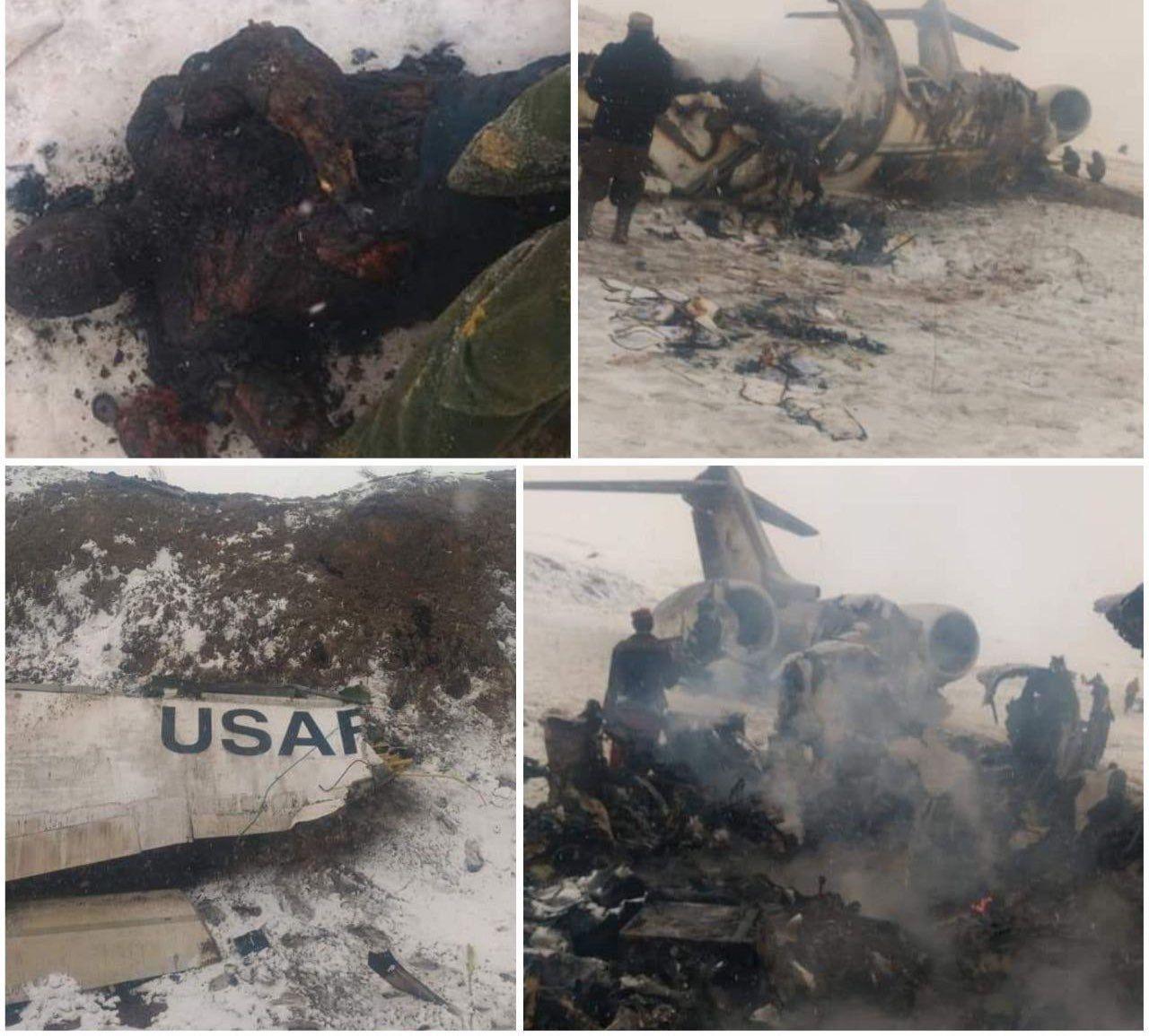 نخستین تصاویر دلخراش از اجساد هواپیمای امریکایی ساقط شده در افغانستان