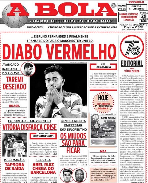 مهدی طارمی روی جلد روزنامه پرتغالی