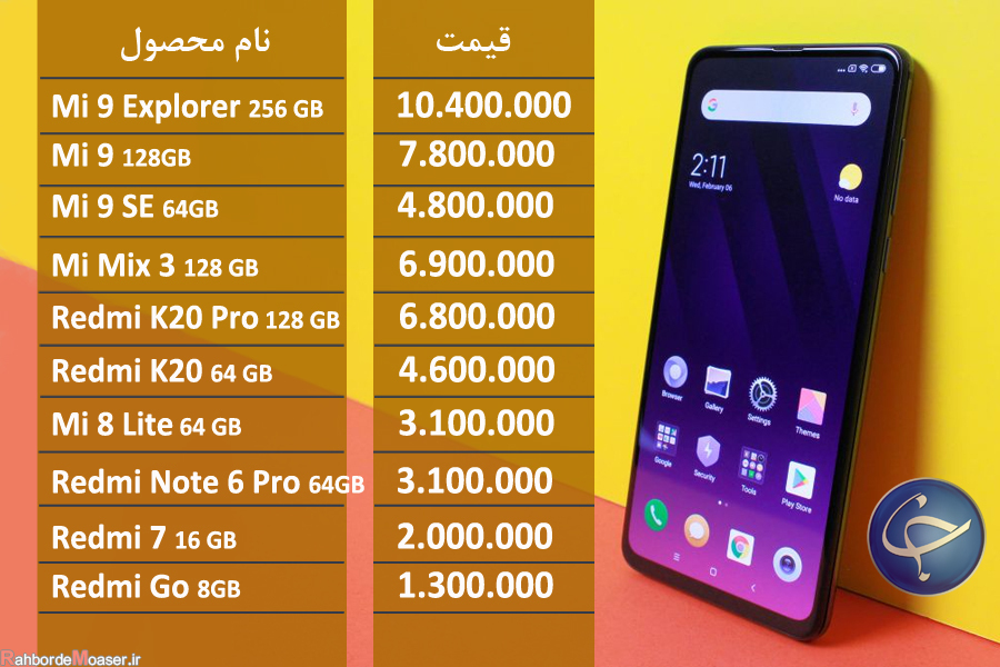 قیمت انواع تلفن همراه در 1 تیر 1398