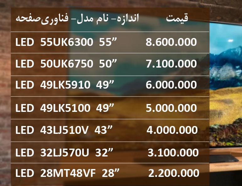 آخرین قیمت انواع تلویزیون در بازار (تاریخ 6 تیر) +جدول