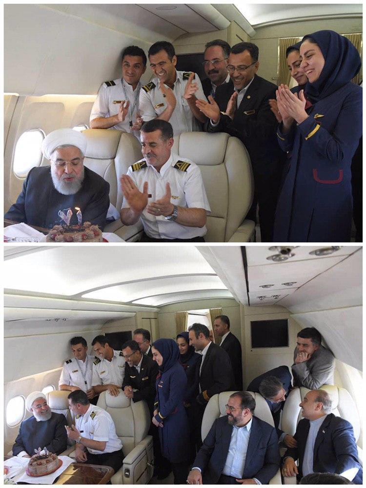 حسن روحانی در هواپیما سورپرایز شد + تصاویر