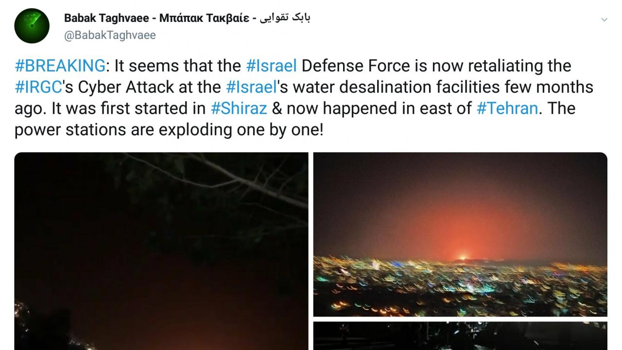 ادعای کاربران اسرائیلی درباره علت انفجار مخزن گاز شرق تهران
