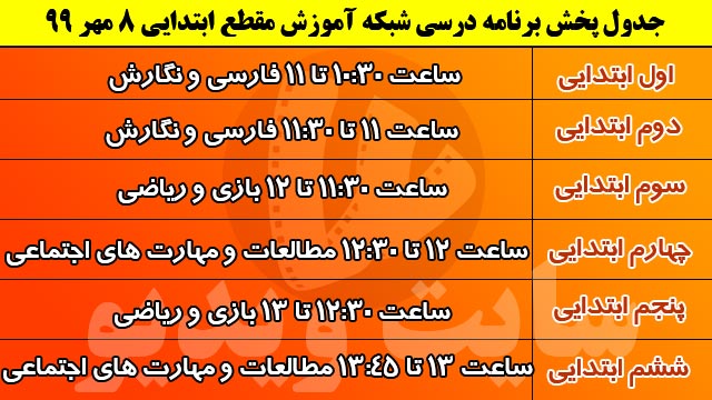 جدول پخش مدرسه تلویزیونی ایران 9 مهر 99/ فهرست برنامه های شبکه آموزش و چهار