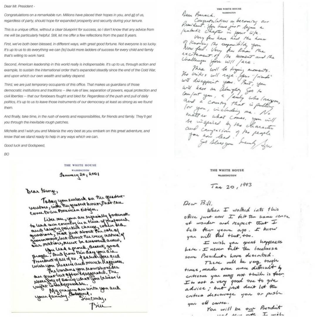 نامه‌های روسای جمهوری قبلی آمریکا که برای رئیس‌جمهور بعدی روی میز گذاشتند