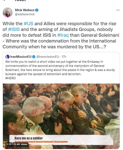 نماینده پارلمان اروپا: هیچ‌کس به اندازه ژنرال سلیمانی برای شکست داعش تلاش نکرد+ فیلم