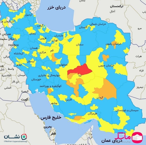 رنگ قرمز به نقشه کرونایی ایران بازگشت+ آخرین وضعیت رنگبندی کرونایی کشور