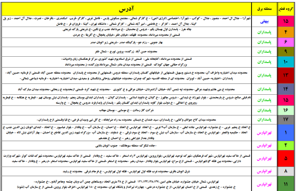 قطع برق تهران