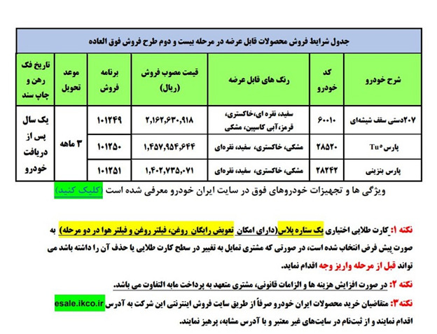  فروش فوری ایران خودرو امروز 23 شهریور 1400