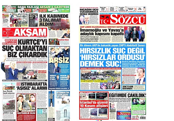 صفحه نخست روزنامه‌های ترکیه/ انتقاد سران احزاب مخالف از آکپارتی