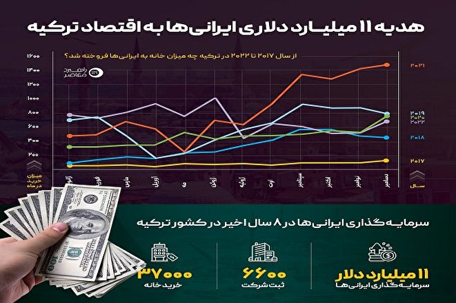 اینفوگرافیک|هدیه ۱۱ میلیارد دلاری ایرانی‌ها به اقتصاد ترکیه