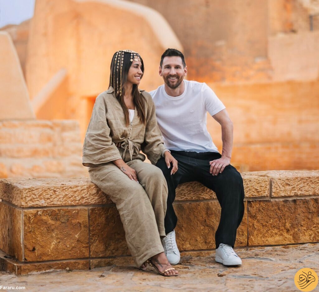 عکس| تیپ خاص و زیبای همسر مسی در سفر به عربستان