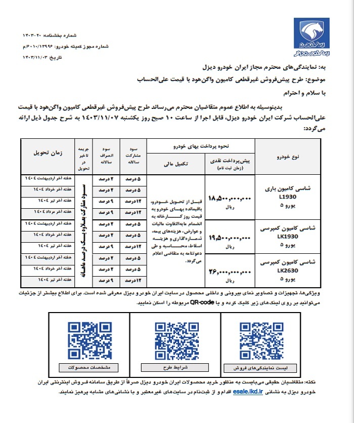 فروش ۳ محصول ایران خودرو از فردا