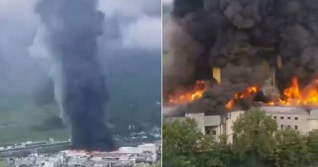 آتش‌سوزی عظیم در یک کارخانه جایگاه شارژ در شمال ایتالیا