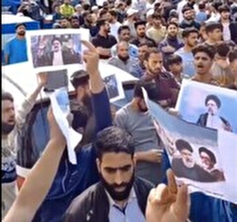 عزاداری پر شور مردم کشمیر برای رییس جمهور ایران و همراهانش + فیلم
