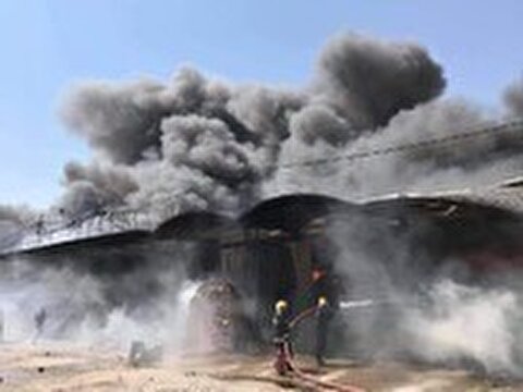 وقوع آتش‌سوزی مهیب در نجف + ویدئو