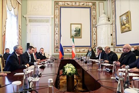 دیدار محمد باقر قالیباف و رئیس دومای روسیه