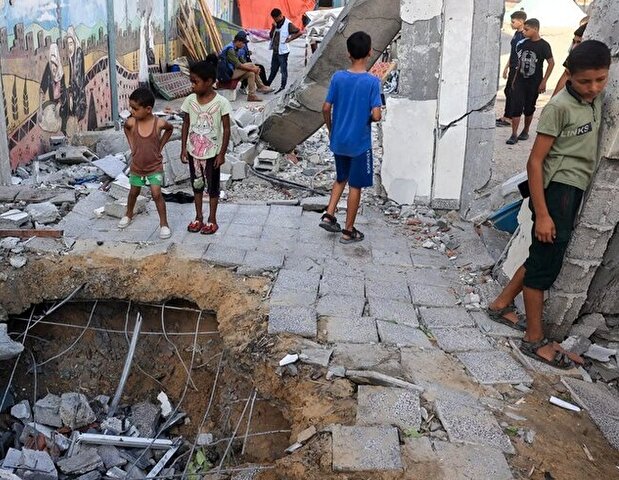 تصاویر | خسارات و ویرانی‌های حمله رژیم صهیونیستی به مدرسه‌ای در جنوب غزه