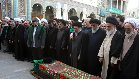 پیکر برادر آیت‌الله سیستانی در قم تشییع شد