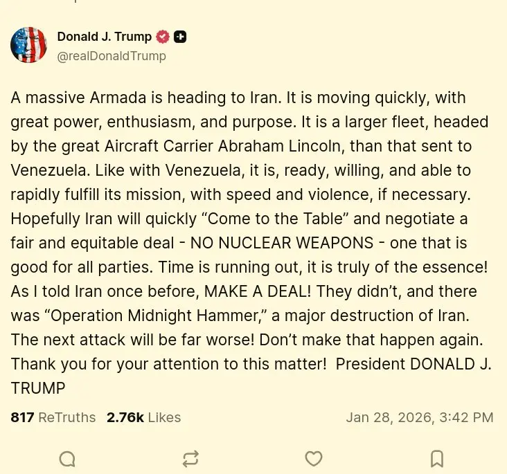 ترامپ مجددا ایران را تهدید کرد: حمله بعدی بسیار بدتر خواهد بود/ ایران سریعا پای میز مذاکره بیاید ترامپ مجددا ایران را تهدید کرد: حمله بعدی بسیار بدتر خواهد بود/ ایران سریعا پای میز مذاکره بیاید