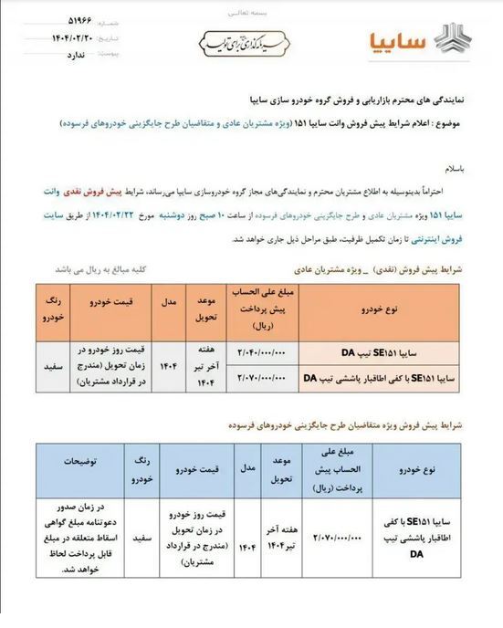 فروش فوق‌العاده سایپا آغاز شد + شرایط و نحوه ثبت‌نام
