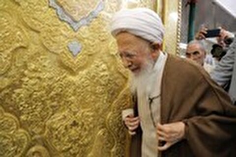 زیارت آیت الله جوادی آملی از مرقد مطهر امیرالمومنین (ع) + فیلم