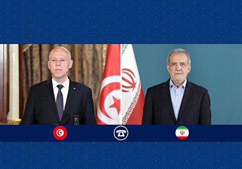 تاکید رئیس جمهور بر لزوم پایان جنایات اسرائیل در غزه در گفت‌وگو با همتای تونسی