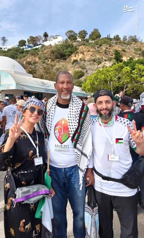 عکس/ حضور نوه نلسون ماندلا در میان حامیان فلسطین در تونس