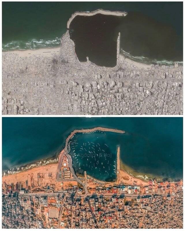 عکس/ ساحل غزه قبل و بعد جنگ