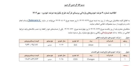 جزئیات ثبت‌نام ۲ خودروی وارداتی + بخشنامه