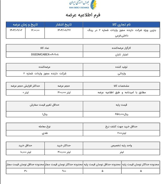 بنزین سوپر وارد بورس شد/ قیمت پایه هر لیتر اعلام شد