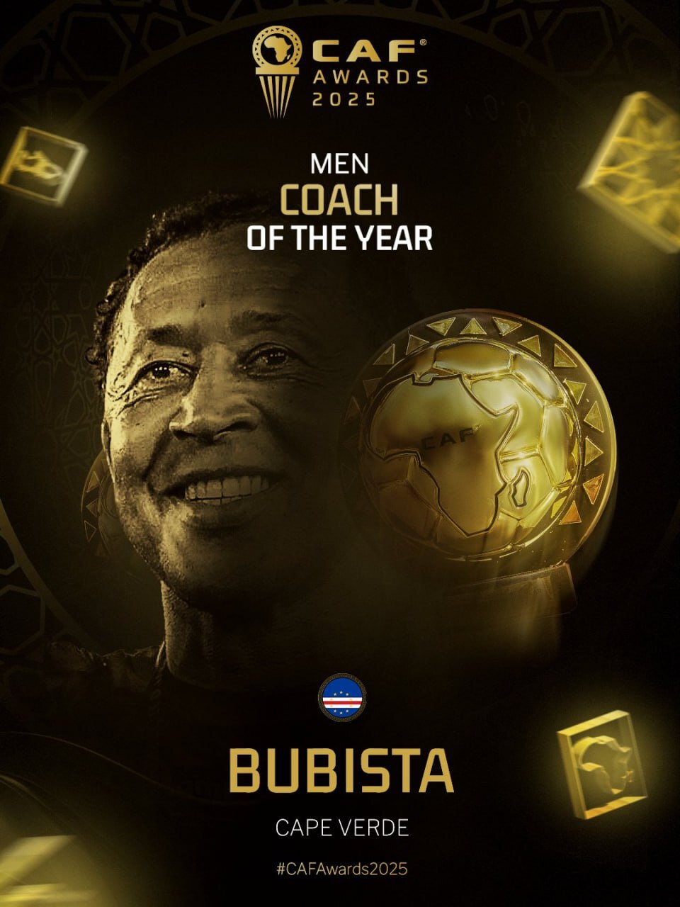 عکس/ صعود به جام‌جهانی با کیپ‌ورد؛ بابیستا به عنوان مربی سال ۲۰۲۵ آفریقا انتخاب شد