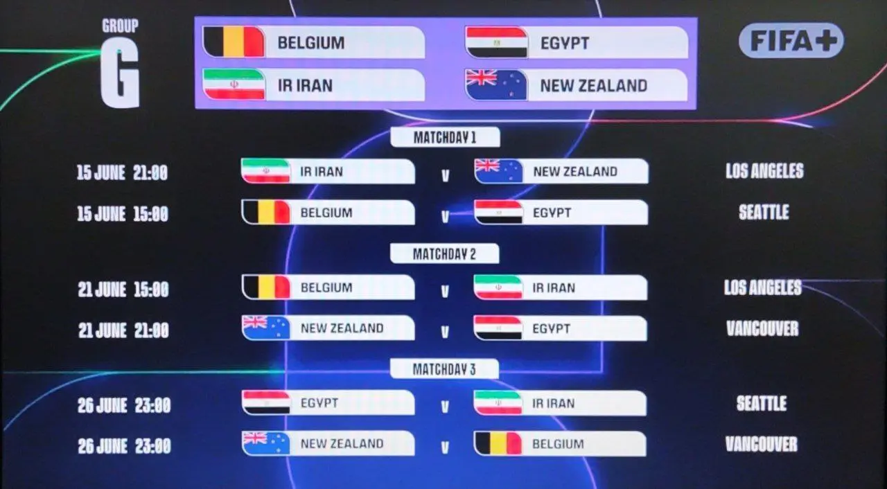 ساعت بازی‌های ایران در جام جهانی ۲۰۲۶