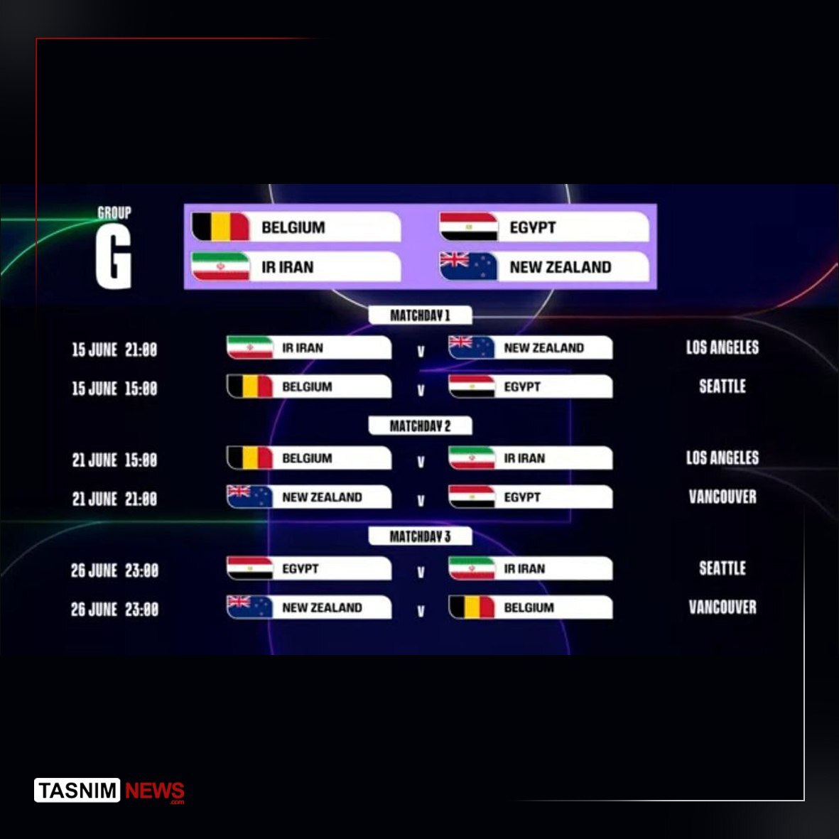 مکان بازی‌های ایران در جام جهانی ۲۰۲۶