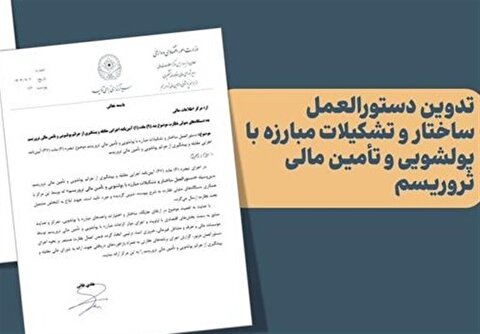 ابلاغ دستور العمل ساختار و تشکیلات مبارزه با پولشویی و تأمین مالی تروریسم