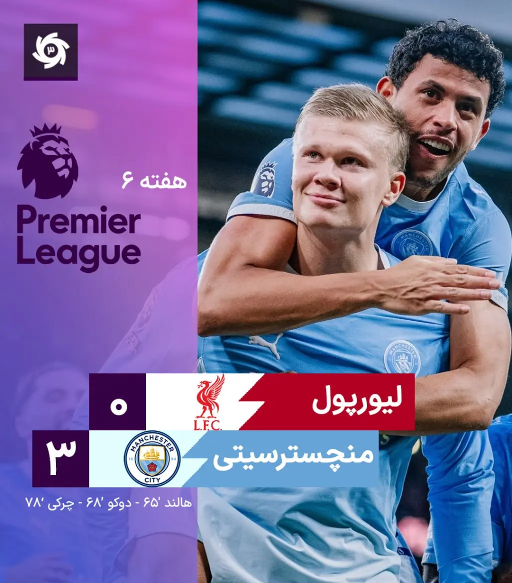 نتیجه بازی لیورپول و منچسترسیتی؛ صفر بر ۳