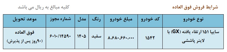 جزئیات فروش فوق العاده وانت سایپا ۱۵۱ تیر ۱۴۰۵