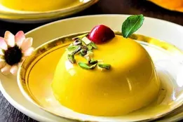 دسر طلایی و خوش آب و رنگ پرتقال و زعفران مخصوص شب یلدا