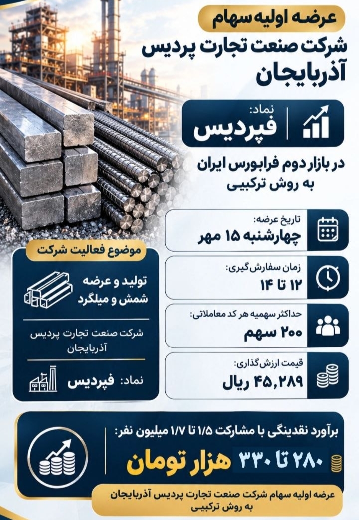 عرضه اولیه فپردیس ۱۵ مهر ۱۴۰۵ | قیمت، سهمیه و نحوه خرید عرضه اولیه فپردیس ۱۵ مهر ۱۴۰۵ | قیمت، سهمیه و نحوه خرید